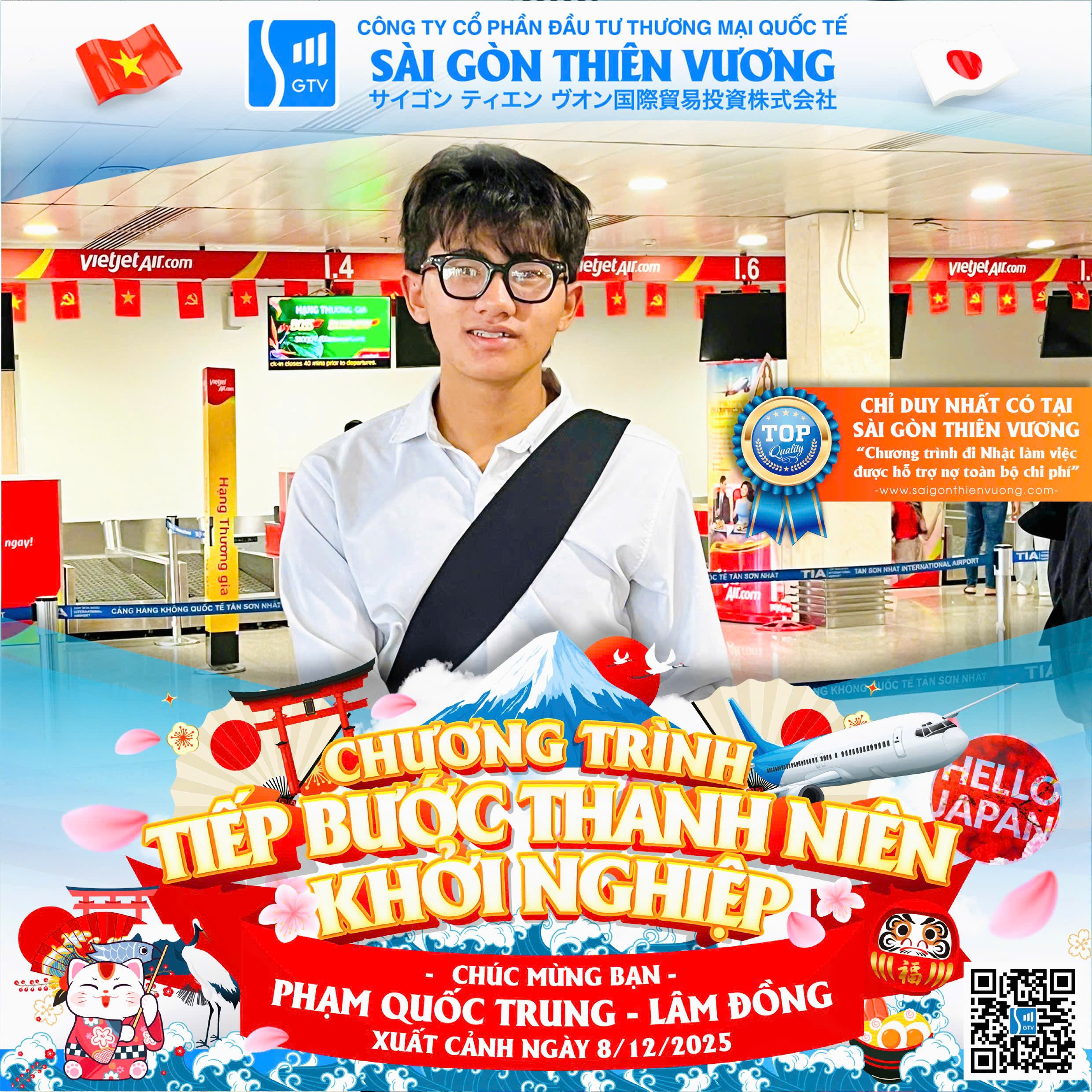 Chúc mừng Phạm Quốc Trung - Lâm Đồng xuất cảnh sang Nhật Bản